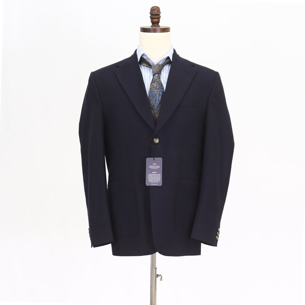 Bespoke 42R Navy Solid 2-Button Sport Coat Blazer Jacket O181
